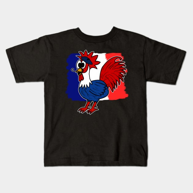 Bastille Day 14 July French Gallic Rooster Funny Kids T-Shirt by doodlerob